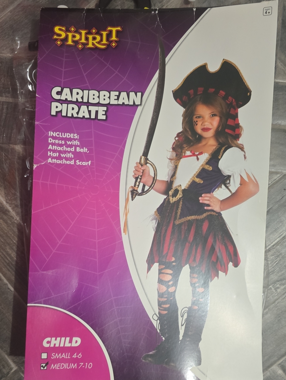 Spirit Girls Caribbean Pirate Costume - Black, Red & Gold